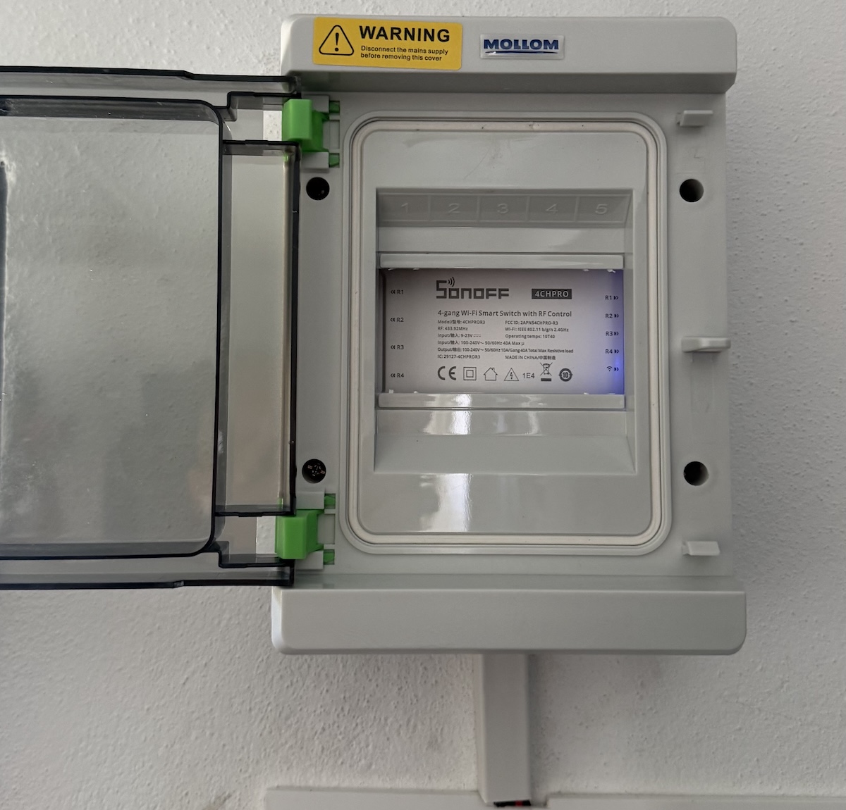 The finished enclosure mounted on the wall